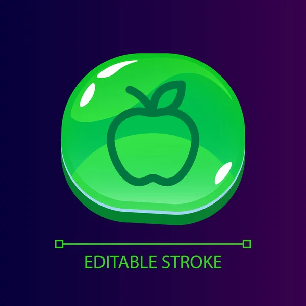 Apple Glanzende Knop Met Lineair Icoon Bestel Vers Fruit Online — Stockvector