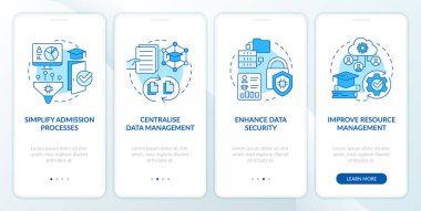 Endüstriye özgü ERP, mobil uygulama ekranında mavi renkte kullanılıyor. Doğrusal kavramlarla düzenlenebilir grafik yönergelerini dört adımda gözden geçir. UI, UX, GUI şablonu. Kullanılan sayısız Pro-Kalın, Düzenli yazı tipleri