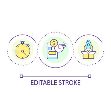 Dijital ürün konsept simgesini hızlıca başlat. Aşinalık ilkesi. Kullanıcı deneyimi tasarımı soyut fikir ince çizgi çizimi. İzole bir taslak çizim. Düzenlenebilir felç. Kullanılan Arial yazı tipi