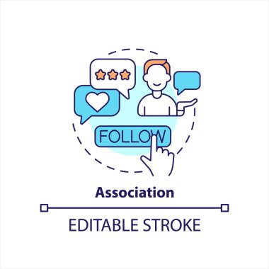 Birlik konsepti simgesi. İnternet camiası. Sosyal medya takip ediyor. Çevrimiçi ağ soyut fikir ince çizgi çizimi. İzole bir taslak çizim. Düzenlenebilir felç. Arial, Myriad Pro-Kalın yazı tipleri