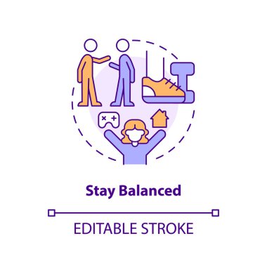 Dengeli konsept simgesi olarak kal. Canlı yayın. Çevrimiçi flama. Esportlara girmek soyut fikir ince çizgi çizimi. İzole bir taslak çizim. Düzenlenebilir felç. Arial, Myriad Pro-Kalın yazı tipleri