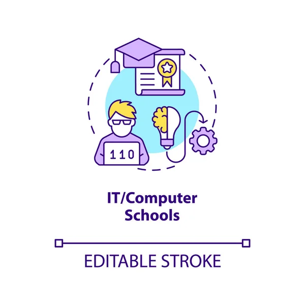 Icône Concept Informatique Écoles Informatique Prestataire Services Éducation Complémentaire Idée — Image vectorielle