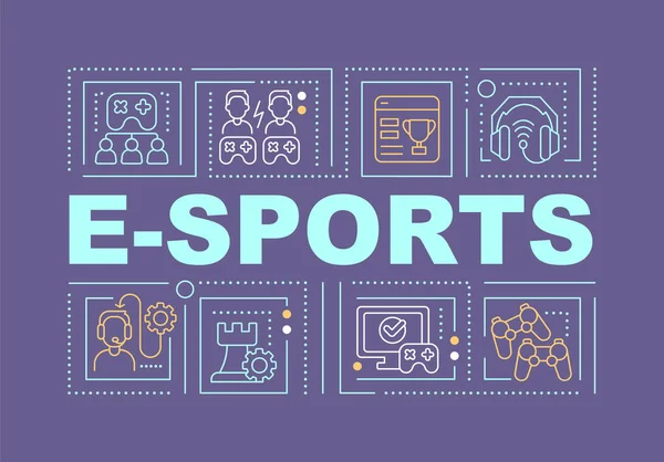 Sport Wort Konzepte Dunkelblaues Banner Wettbewerbsfähige Videospiele Infografiken Mit Editierbaren — Stockvektor