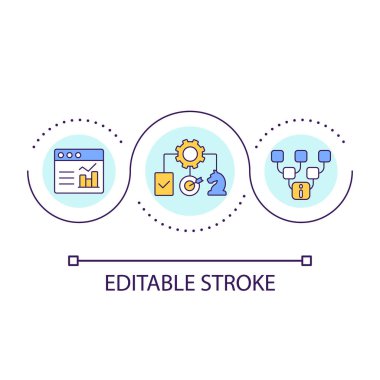 Kullanıcı araştırma döngüsü konsepti simgesi. Tasarım geliştirmede zihinsel model. Doğru metot soyut fikir ince çizgi çizimi seçiliyor. İzole bir taslak çizim. Düzenlenebilir felç. Kullanılan Arial yazı tipi