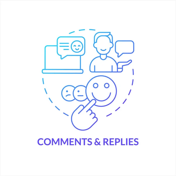 Comentarios Respuestas Icono Concepto Gradiente Azul Actividad Redes Sociales Interacción — Archivo Imágenes Vectoriales