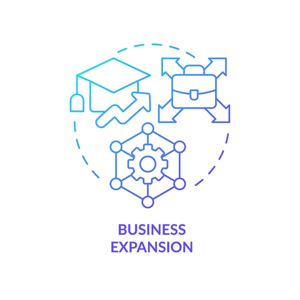 Icono Concepto Gradiente Azul Expansión Empresarial Desarrollo Corporativo Idea Abstracta — Vector de stock