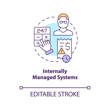 İç yönetim sistem konsepti simgesi. Küçük bir iş. Çalışanların maaş bordrosu soyut fikir ince çizgili illüstrasyon. İzole bir taslak çizim. Düzenlenebilir felç. Arial, Myriad Pro-Kalın yazı tipleri