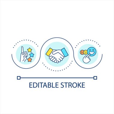 Güçlü bağlantı döngüsü konsepti simgesi oluştur. Olumlu ilişki. Ortaklık. Sosyal ilişki fikri soyut ince çizgi çizimi. İzole bir taslak çizim. Düzenlenebilir felç. Kullanılan Arial yazı tipi