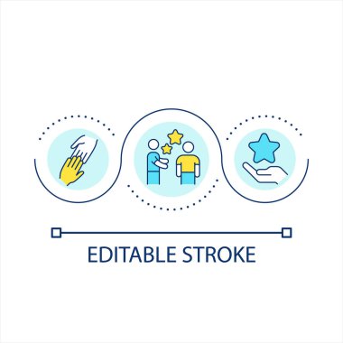 Yardım döngüsü konsepti simgesi sağlayın. Motivasyon danışmanlığı. Koçluk hizmeti. Psikolojik destek soyut fikir ince çizgi çizimi. İzole bir taslak çizim. Düzenlenebilir felç. Kullanılan Arial yazı tipi