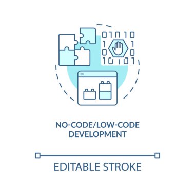 Kod geliştirme turkuaz konsept simgesi yok. Kullanıcı deneyimi. Web endüstrisi, soyut fikir ince çizgi çizimi eğilimindedir. İzole bir taslak çizim. Düzenlenebilir felç. Arial, Myriad Pro-Kalın yazı tipleri