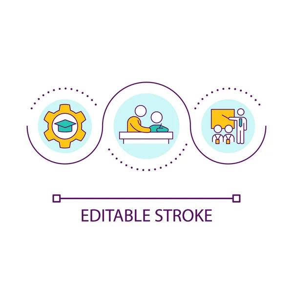 stock vector Mentorship loop concept icon. Student assessment program. Education industry improvement abstract idea thin line illustration. Isolated outline drawing. Editable stroke. Arial font used