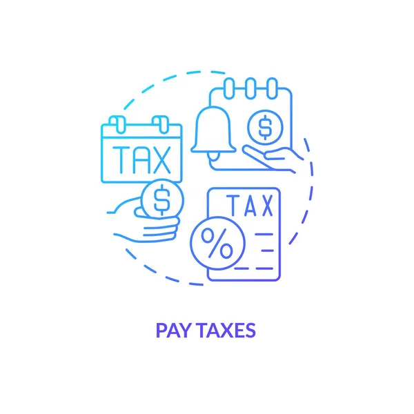Podatki Płacą Niebieską Ikonę Koncepcji Gradientu Ćwierćfinałowa Kontrola Płatności Przetwarzanie — Wektor stockowy
