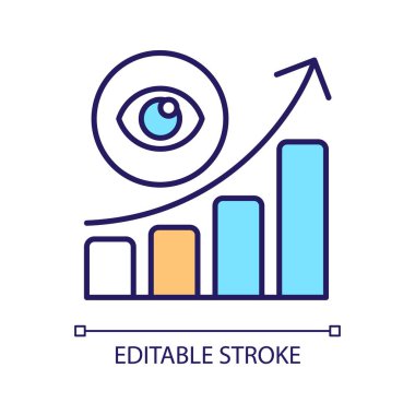 RGB renk simgesini yükselt. Seyirci katılımını artırın. Kullanıcı çatışması. Sosyal medya ölçüsü. İzole vektör çizimi. Basit bir çizgi çizimi. Düzenlenebilir felç. Kullanılan Arial yazı tipi