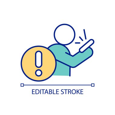 Akıllı telefon bağımlılığı RGB renk simgesi. Sürekli cep telefonunu kontrol ediyor. Cihaz riski kullanılıyor. Bilgi yüklemesi. İzole vektör çizimi. Basit bir çizgi çizimi. Düzenlenebilir felç. Kullanılan Arial yazı tipi