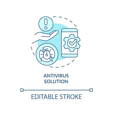 Antivirüs çözeltisi konsept ikonu. Virüsleri ve malwares 'ı soyut fikir ince çizgili illüstrasyondan çıkar. İzole bir taslak çizim. Düzenlenebilir felç. Arial, Myriad Pro-Kalın yazı tipleri