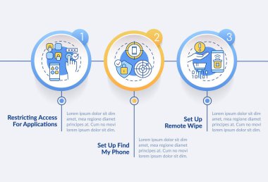 Cep telefonu dairesi bilgi şablonunu koru. Hackleme saldırıları. Veri görselleştirmesi 3 adımda. Düzenlenebilir zaman çizelgesi. Satır simgeleriyle çalışma akışı düzeni. Kullanılan Lato Kalın, Düzenli yazı tipleri