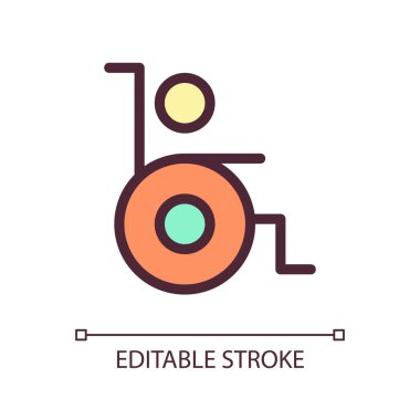 Engelli pikseli olan kişi mükemmel RGB renk ui simgesi. Kabul programı. Basit doldurulmuş çizgi ögesi. Mobil uygulama için UX tasarımı. Vektör izole görüntü grafiği. Düzenlenebilir felç. Kullanılan Arial yazı tipi