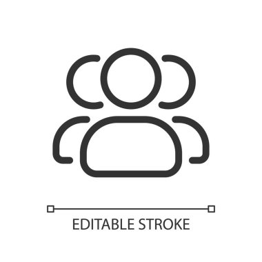 Çevrimiçi topluluk pikseli mükemmel doğrusal ui simgesi. Sosyal medya daveti. Takım çalışması araçları. GUI, UX tasarımı. Uygulama ve web için izole edilmiş kullanıcı arayüzü ögesi. Düzenlenebilir felç. Kullanılan Arial yazı tipi