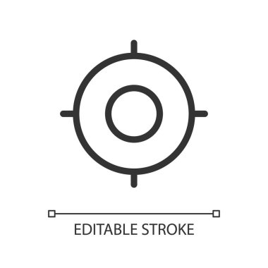 Hedef pikseli mükemmel doğrusal ui simgesi. Seçilen hedefe odaklan. Hedefi ayarlıyorum. Pazarlama. GUI, UX tasarımı. Uygulama ve web için izole edilmiş kullanıcı arayüzü ögesi. Düzenlenebilir felç. Kullanılan Arial yazı tipi