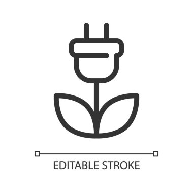 Yeşil elektrik pikseli mükemmel doğrusal ui simgesi. Sürdürülebilir güç kaynağı. Enerji üretimi. GUI, UX tasarımı. Uygulama ve web için izole edilmiş kullanıcı arayüzü ögesi. Düzenlenebilir felç. Kullanılan Arial yazı tipi