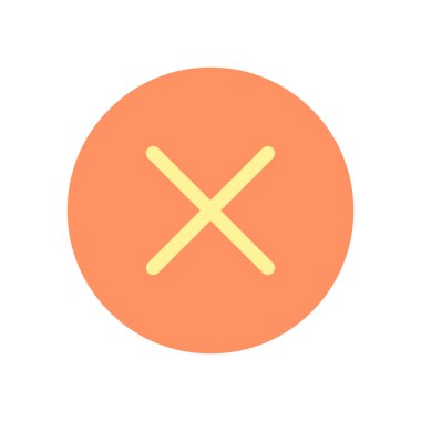 Dairesel düz renk ui simgesiyle çapraz yap. Operasyon düğmesini iptal et. İnternet sitesinde müşteri seçimi. Mobil uygulama için basit doldurulmuş öge. Renkli, sağlam bir resim. Vektör izole edilmiş RGB illüstrasyonu