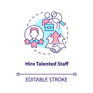 Yetenekli personel konsept ikonu işe al. Yeni müşterilerin soyut bir strateji stratejisi çizmeleri. İzole bir taslak çizim. Düzenlenebilir felç. Arial, Myriad Pro-Kalın yazı tipleri