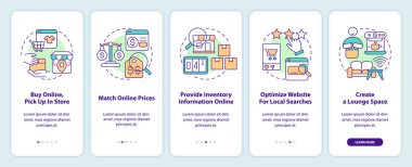 Seyyar uygulama ekranında perakende satış yapan müşterileri cezbetmek. Doğrusal kavramlarla düzenlenebilir grafik yönergelerini 5 adımda gezdir. UI, UX, GUI şablonu. Kullanılan sayısız Pro-Kalın, Düzenli yazı tipleri