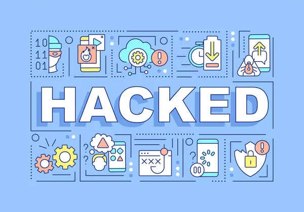 Conceptos Palabras Hackeadas Banner Azul Ataque Ingeniería Social Infografías Con — Vector de stock