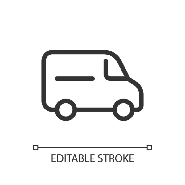 Van Pixel Perfect Linear Icon Small Cargo Automobile Transportation Service — Stock Vector