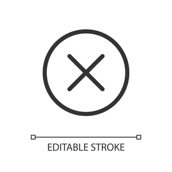 Cross Circle Pixel Perfect Linear Icon Cancel Button Customer Choice — Stock Vector