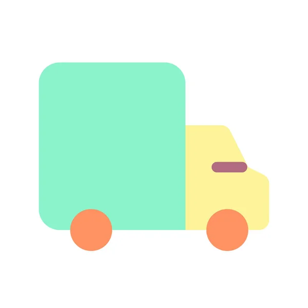 Lorry Επίπεδη Χρώμα Εικονίδιο Φορτηγό Μεταφοράς Εμπορευμάτων Υπηρεσία Αποστολής Και — Διανυσματικό Αρχείο