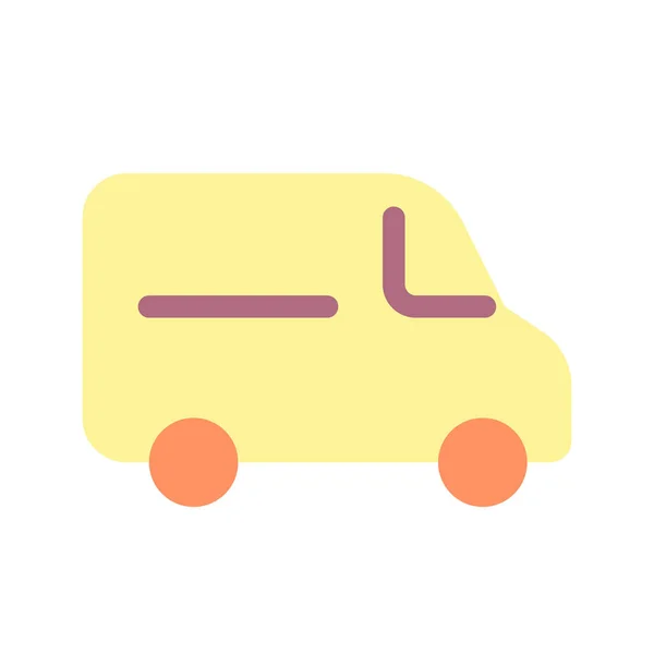 Minibüs Düz Renk Simgesi Küçük Kargo Otomobili Müşteri Için Ulaşım — Stok Vektör