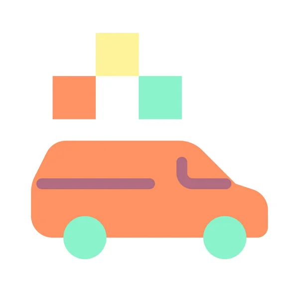 Minivan Taksi Düz Renkli Simgesi Nakliye Hizmeti Çevrimiçi Araba Siparişi — Stok Vektör