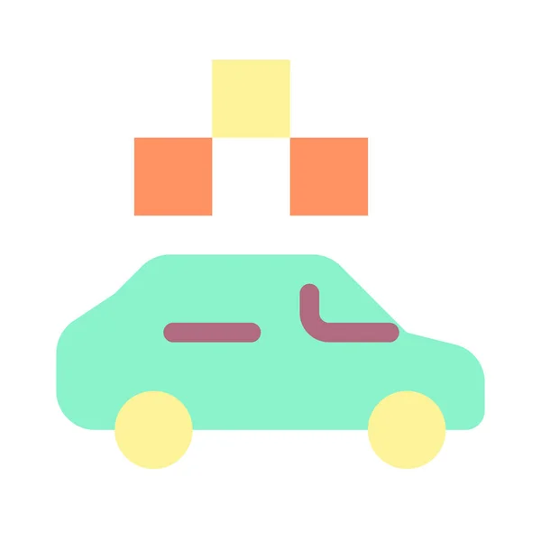 Taxi Avec Damier Couleur Plate Icône Commande Voiture Tourisme Service — Image vectorielle
