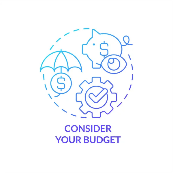 Considere Seu Ícone Conceito Gradiente Azul Orçamento Gestão Finanças Negócios — Vetor de Stock