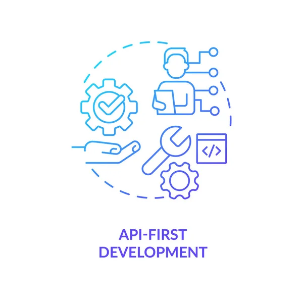 Api Primer Desarrollo Icono Concepto Gradiente Azul Producción Digital Futuro — Vector de stock