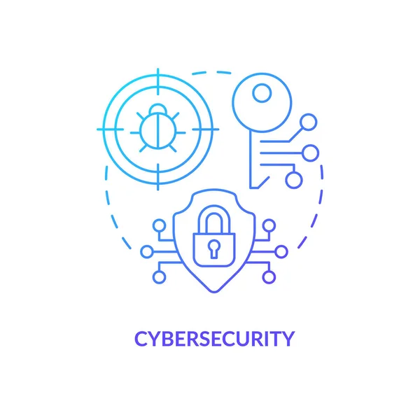 Cybersecurity Albastru Gradient Concept Icon Siguranţa Internetului Tendință Tehnologie Dezvoltare — Vector de stoc