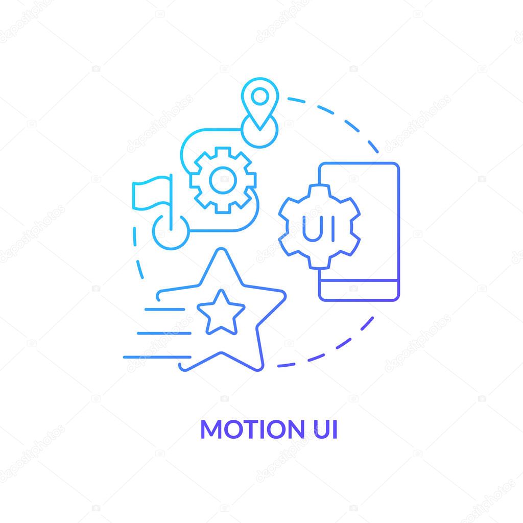 Motion UI blue gradient concept icon. Digital design production. Web application development trend abstract idea thin line illustration. Isolated outline drawing. Myriad Pro-Bold font used