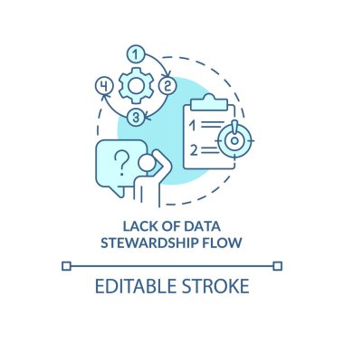 Veri yönetimi eksikliği turkuaz konsept simgesi. Bilgi yönetim sistemi fikri soyut ince çizgi çizimi. İzole bir taslak çizim. Düzenlenebilir felç. Arial, Myriad Pro-Kalın yazı tipleri