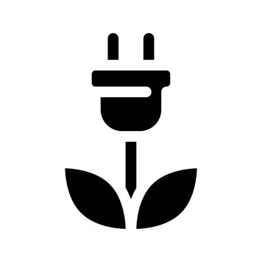 Yeşil elektrik siyah kabartma simgesi. Çevre dostu enerji üretimi. Kullanıcı arayüzü tasarımı. Beyaz uzayda siluet sembolü. Ağ ve cep telefonu için sağlam bir resim. İzole vektör illüstrasyonu