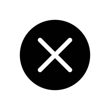 Çemberin içinde çapraz siyah glyph ui simgesi. Operasyon düğmesini iptal et. Müşteri seçimi. Kullanıcı arayüzü tasarımı. Beyaz uzayda siluet sembolü. Ağ ve cep telefonu için sağlam bir resim. İzole vektör illüstrasyonu