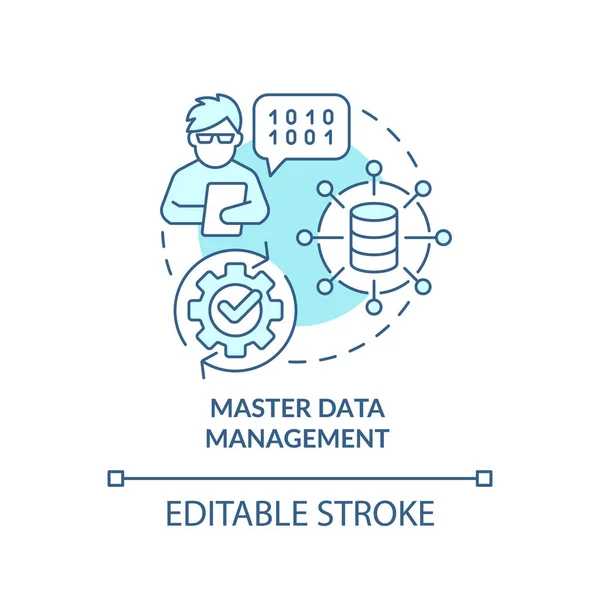 stock vector Master data management turquoise concept icon. Information technology abstract idea thin line illustration. Isolated outline drawing. Editable stroke. Arial, Myriad Pro-Bold fonts used