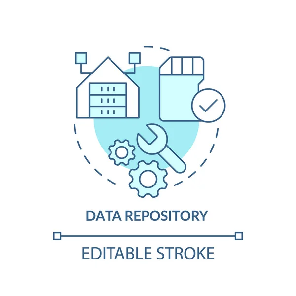 stock vector Data repository turquoise concept icon. Digital information storage abstract idea thin line illustration. Isolated outline drawing. Editable stroke. Arial, Myriad Pro-Bold fonts used