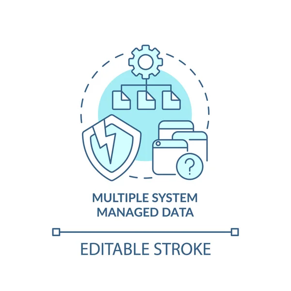 Sistema Múltiple Administrado Icono Concepto Datos Turquesa Almacenamiento Información Tema — Vector de stock
