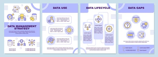 Data Management Strategy Purple Brochure Template Types Leaflet Design Linear — Stock Vector