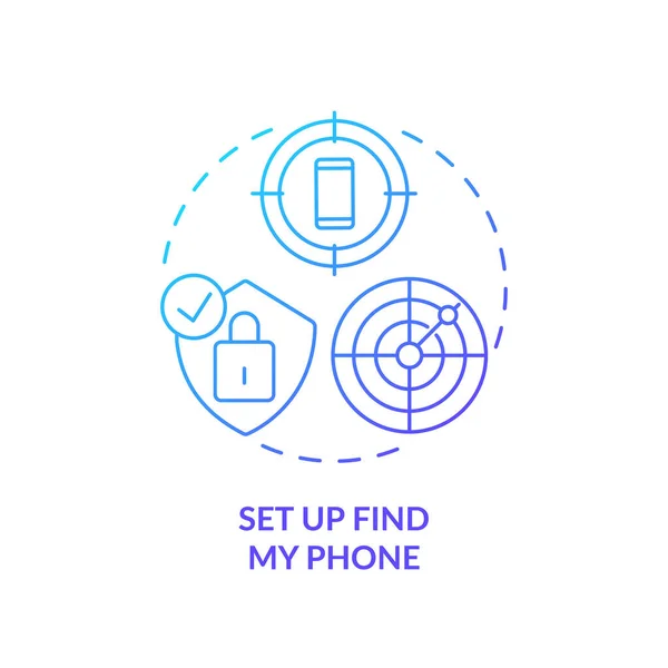 Configurar Encontrar Teléfono Azul Gradiente Icono Concepto Identifica Dispositivo Perdido — Vector de stock