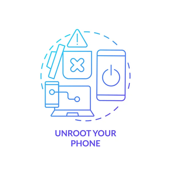 Unroot Ikon Konsep Gradien Biru Telepon Anda Keamanan Smartphone Perangkat - Stok Vektor