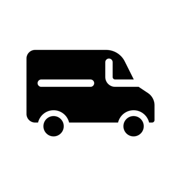 Van Black Glyph Ui图标 小货车 运输服务 用户界面设计 白色空间上的轮廓符号 用于网络 移动的实心象形文字 — 图库矢量图片