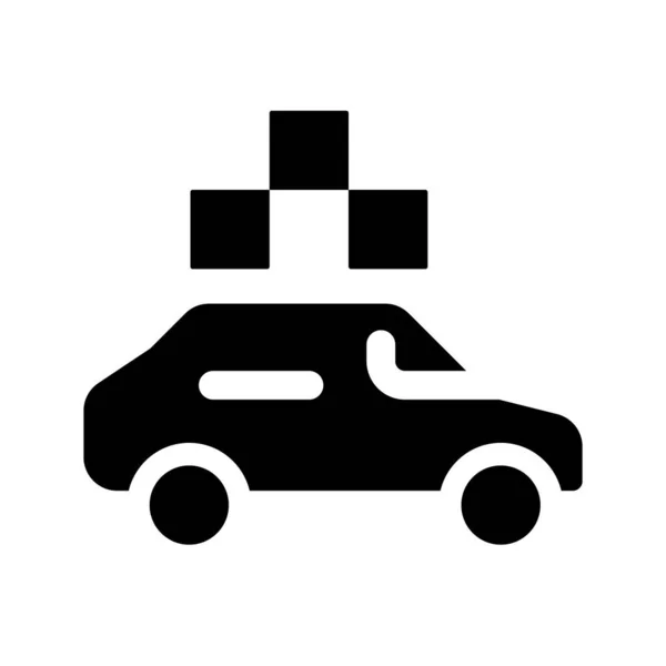 出租车与检查黑色字形Ui图标 运输服务 用户界面设计 白色空间上的轮廓符号 用于网络 移动的实心象形文字 孤立的矢量说明 — 图库矢量图片