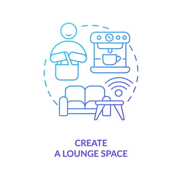Maak Lounge Ruimte Blauwe Gradiënt Concept Icoon Consumentenervaring Haal Meer — Stockvector